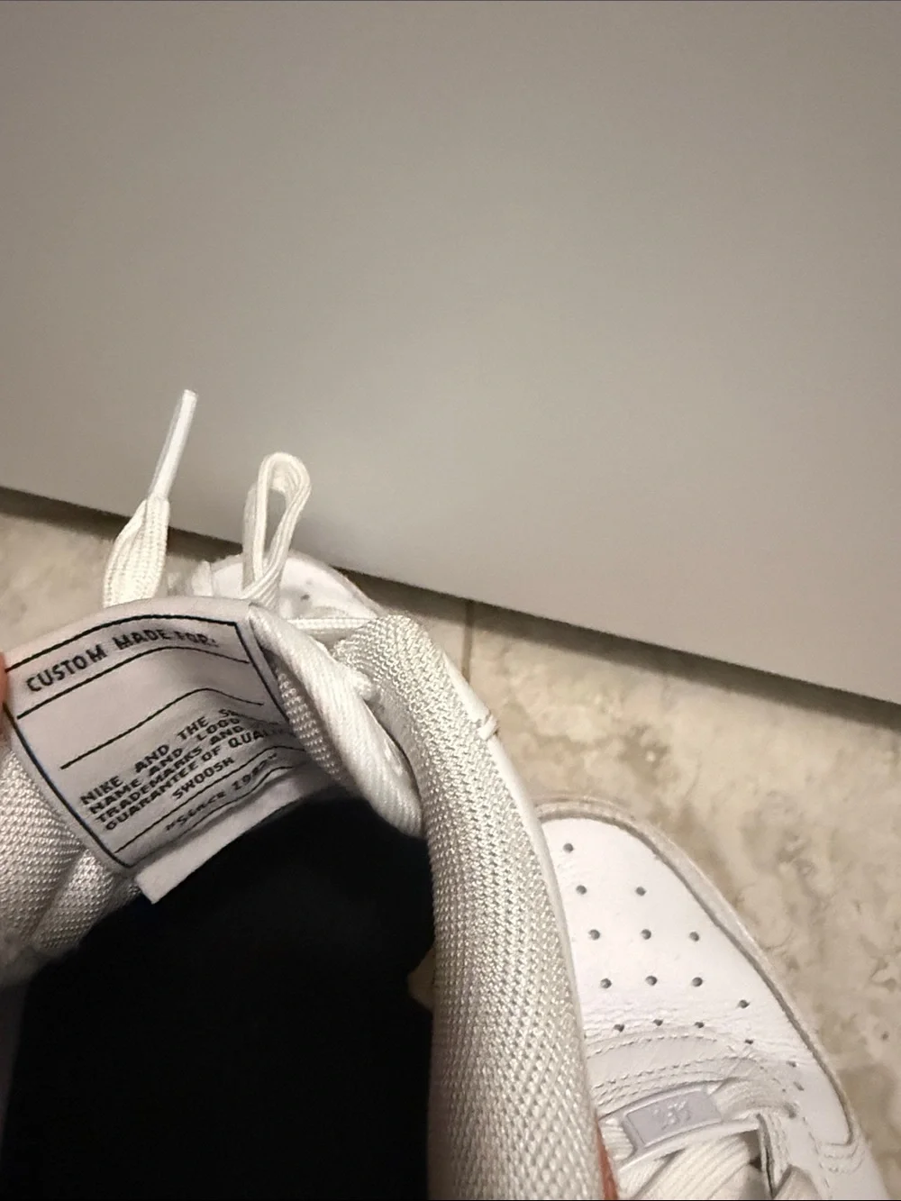 Nike Kids White Sneakers with Red Swoosh - Picture 6 of 7